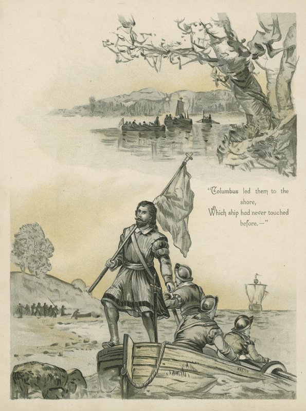 Columbus coming ashore in the New World by Andrew Melrose