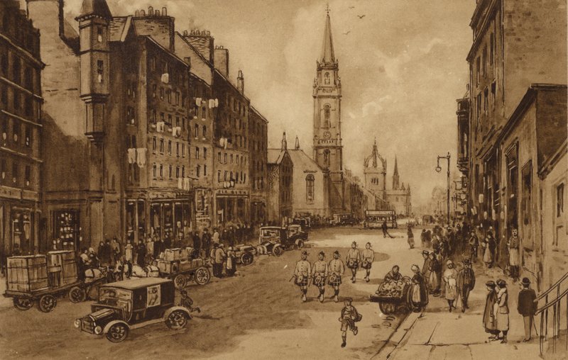 Edinburgh: High Street, looking towards the Tron Church and St Giles Cathedral by Andrew Allan