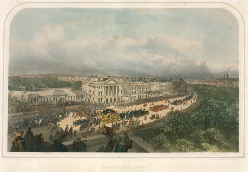 Parade Passing Apsley House, Hyde Park Corner, Piccadilly, London by Andrew Maclure