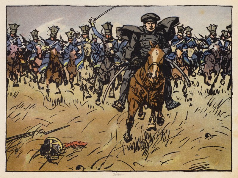 Prussian Field Marshal Gneisenau Leading a Cavalry Charge by Angelo Jank