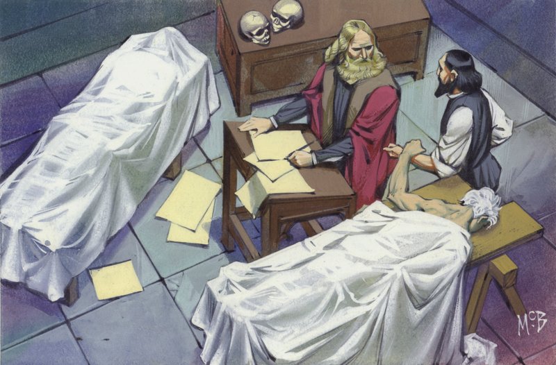 Leonardo Da Vinci Investigating Human Anatomy Using Corpses of Men Who Died in Hospital by Angus McBride