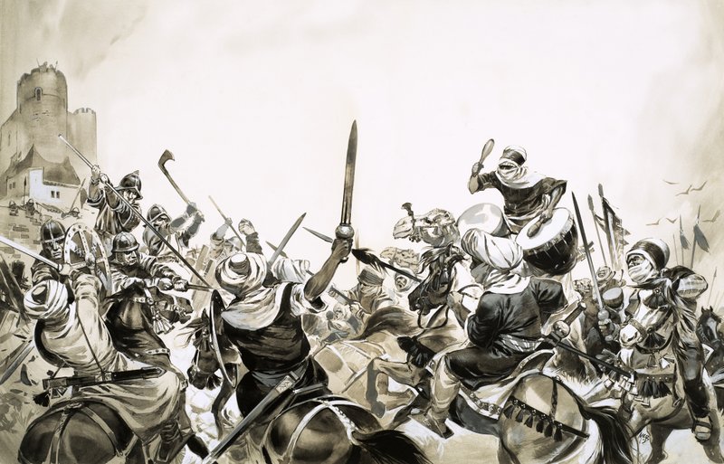 Moorish warriors attacking Spanish forces in 711 by Angus McBride