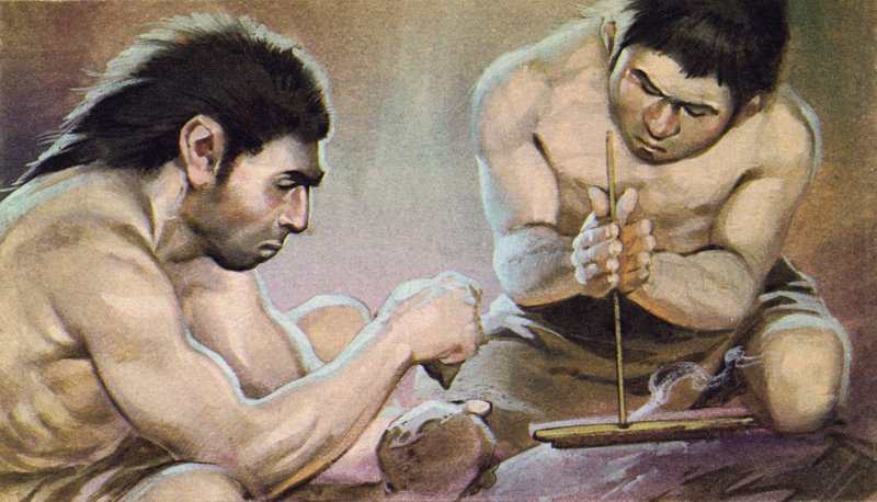 Prehistoric Man Making Fire by Angus McBride