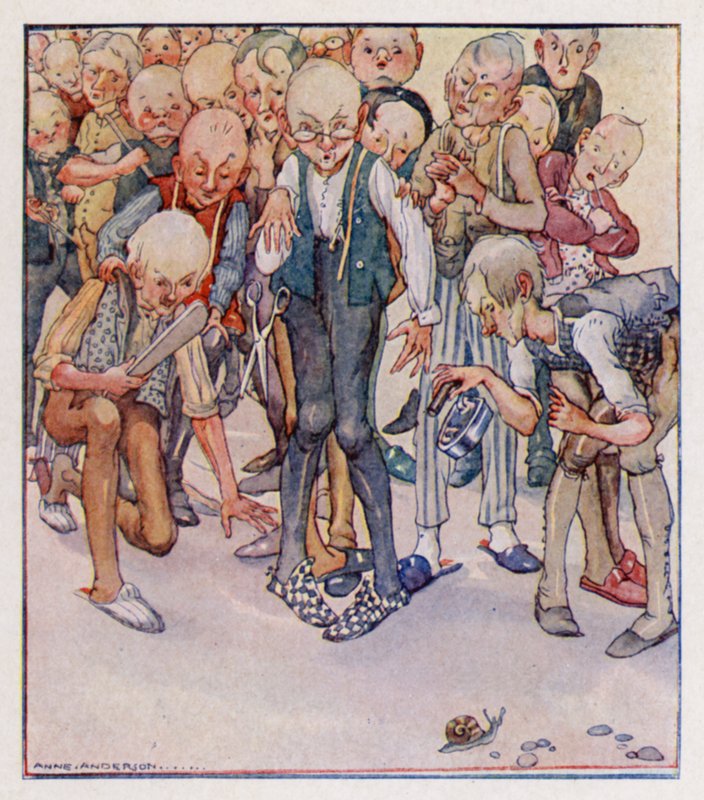 Nursery rhyme: Four-And-Twenty Tailors Went To Kill A Snail by Anne (after) Anderson