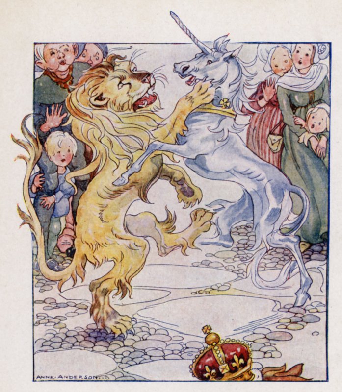 Nursery Rhyme: The Lion And The Unicorn by Anne (after) Anderson
