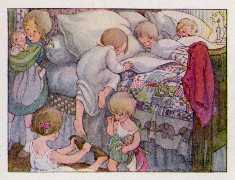 Nursery rhyme: Wee Willie Winkie Runs Through The Town by Anne (after) Anderson