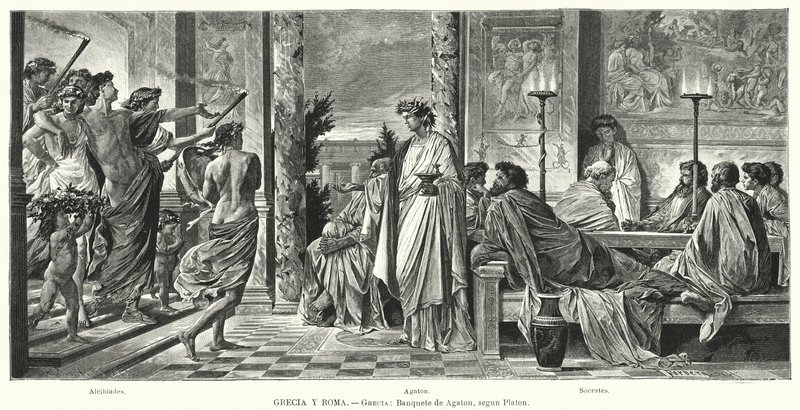 Banquet of Agathon, Ancient Greece, according to Plato by Anselm Feuerbach