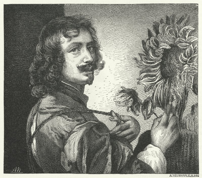 Self-portrait of the Flemish Baroque artist Anthony Van Dyck (engraving) by Anthony van (after) Dyck