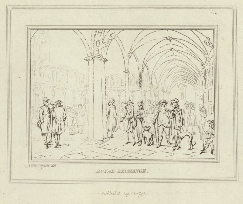 The cloisters of the Royal Exchange in the City of London by Anthony van Assen