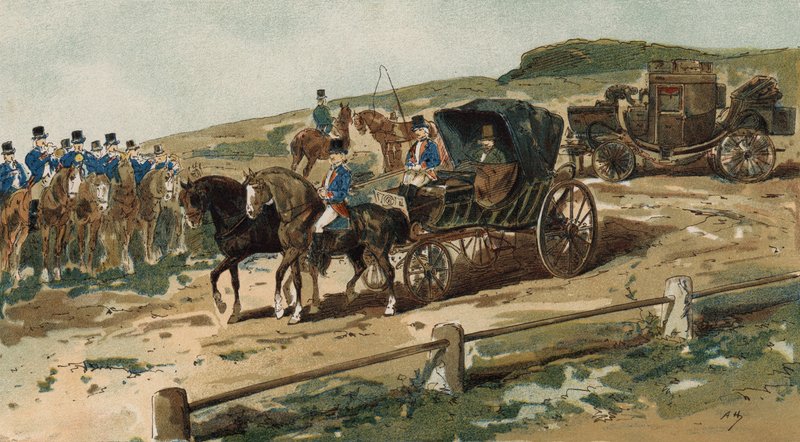 Postilions, carriage and mail coach, Netherlands, 19th Century by Armand Jean Heins