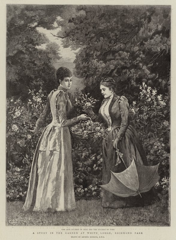 A Study in the Garden at White Lodge, Richmond Park (engraving) by Arthur (after) Hopkins