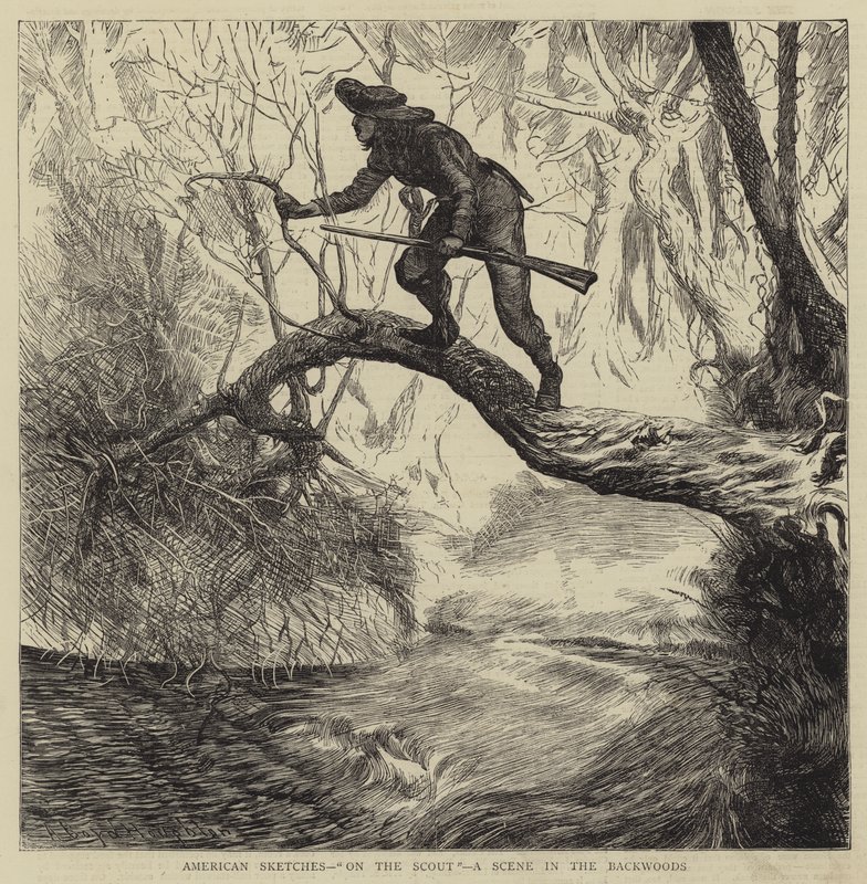 American Sketches, On the Scout, a Scene in the Backwoods by Arthur Boyd Houghton