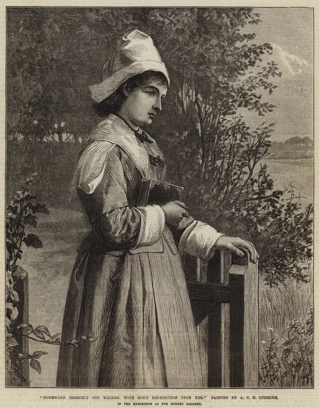 Homeward serenely she walked, with God
