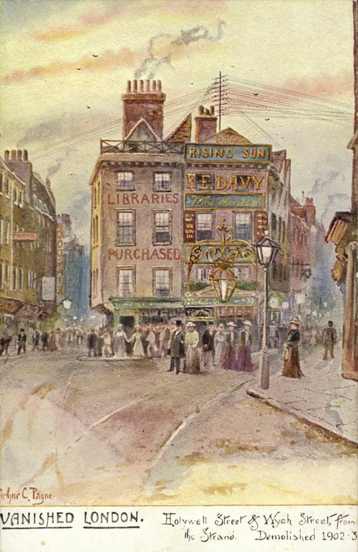 Vanished London - Holywell Street and Wych Street, from the Strand by Arthur Charles Payne