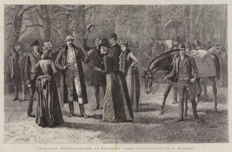 Military Steeplechases at Sandown Park, congratulating a Winner by Arthur Hopkins