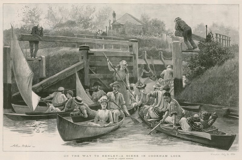 On the Way to Henley - A Scene in Cookham Lock by Arthur Hopkins