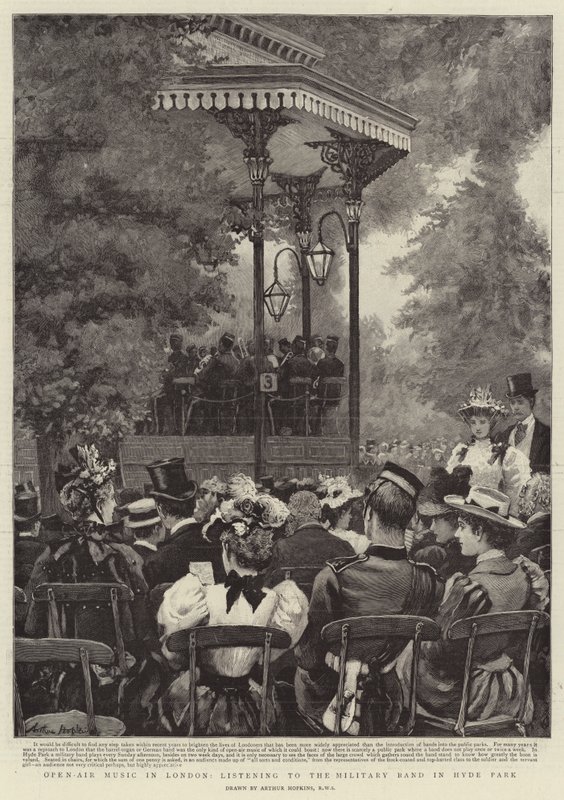 Open-Air Music in London, listening to the Military Band in Hyde Park by Arthur Hopkins