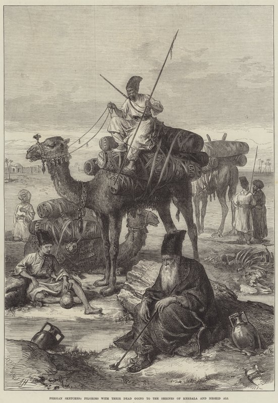 Persian Sketches, Pilgrims with their Dead going to the Shrines of Kerbala and Meshid Ali by Arthur Hopkins