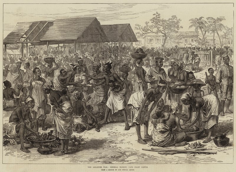 The Ashantee War, General Market, Cape Coast Castle by Arthur Hopkins