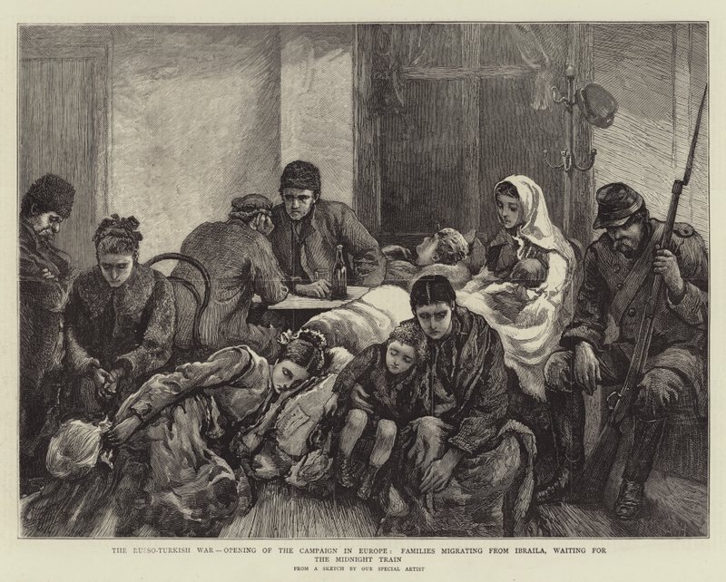 The Russo-Turkish War, Opening of the Campaign in Europe, Families Migrating from Ibraila, Waiting for the Midnight Train by Arthur Hopkins