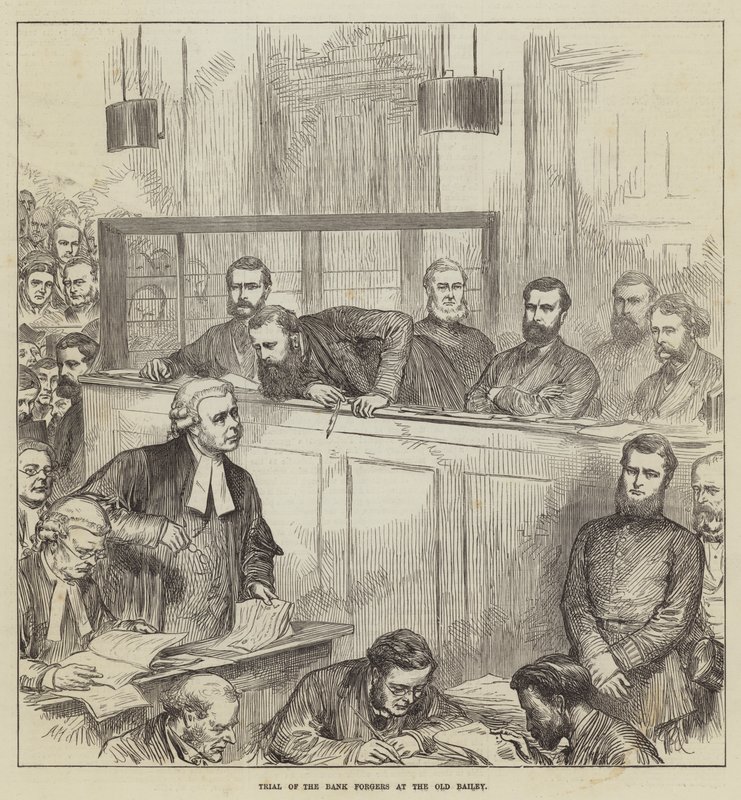 Trial of the Bank Forgers at the Old Bailey by Arthur Hopkins