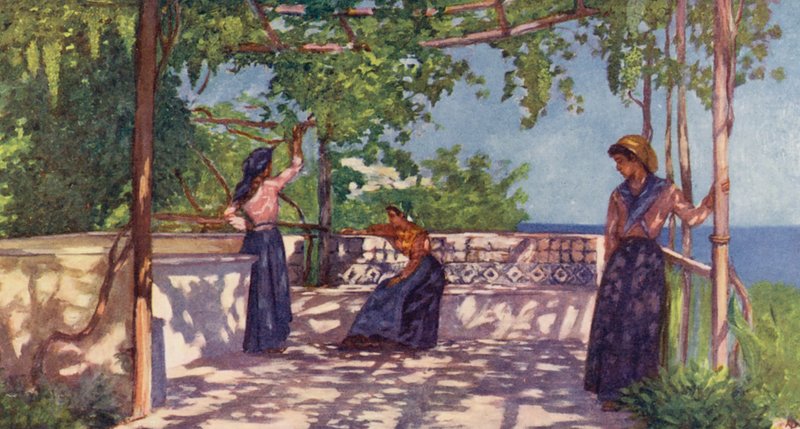 Peasants Under the Vines, Casamicciola, Ischia by Augustine Fitzgerald