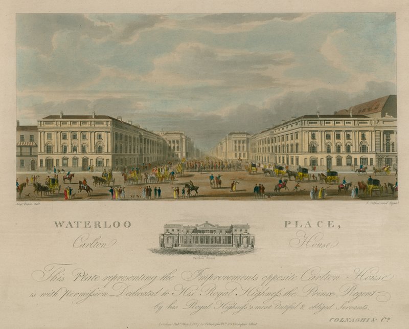 Waterloo Place, Carlton House, London by Augustus Charles Pugin