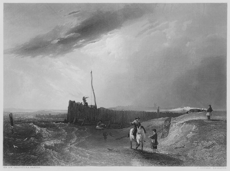 The Old Pier at Littlehampton, from the picture in the Vernon Gallery by Augustus Wall (after) Callcott