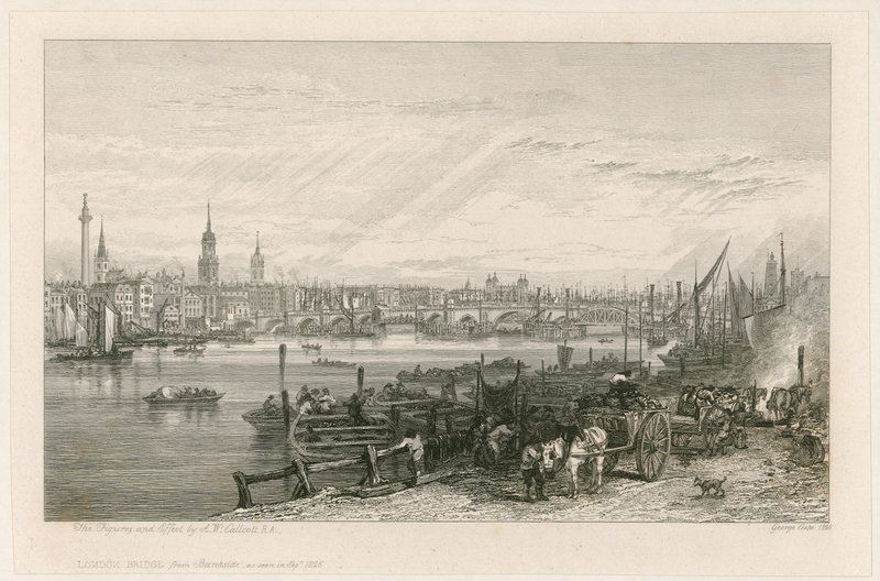 Construction of New London Bridge by Augustus Wall Callcott