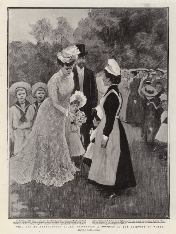 Children at Marlborough House, presenting a Bouquet to the Princess of Wales by Balliol (after) Salmon