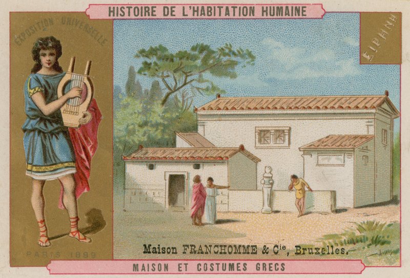 Ancient Greek house and costume by Belgian School