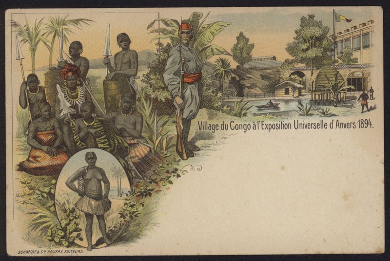Congolese village exhibited at the Exposition Internationale d