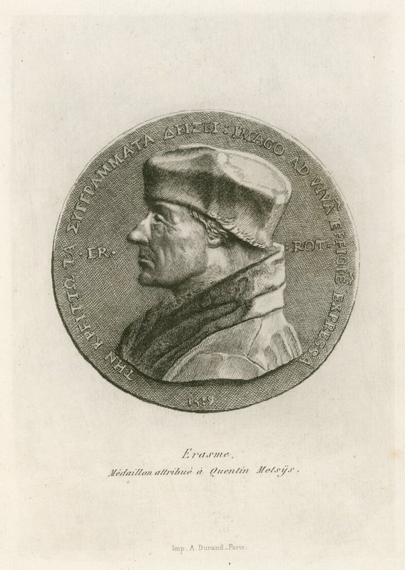 Erasmus, Medallion Attributed to Quentin Massys by Belgian School
