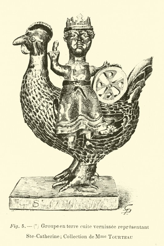 Glazed terracotta figure representing St Catherine by Belgian School