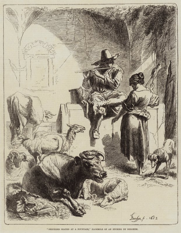 Shepherd seated at a Fountain by Benjamin Herring