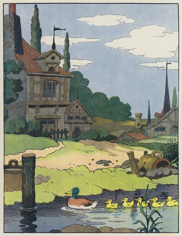 Mallard Duck and Her Ducklings by Benjamin Rabier