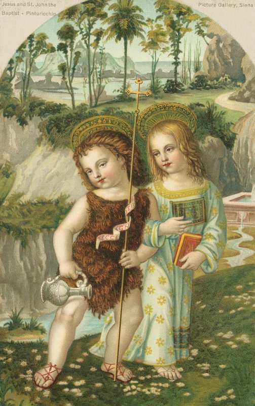 Jesus Christ and St John the Baptist by Bernardino di Betto (after) Pinturicchio