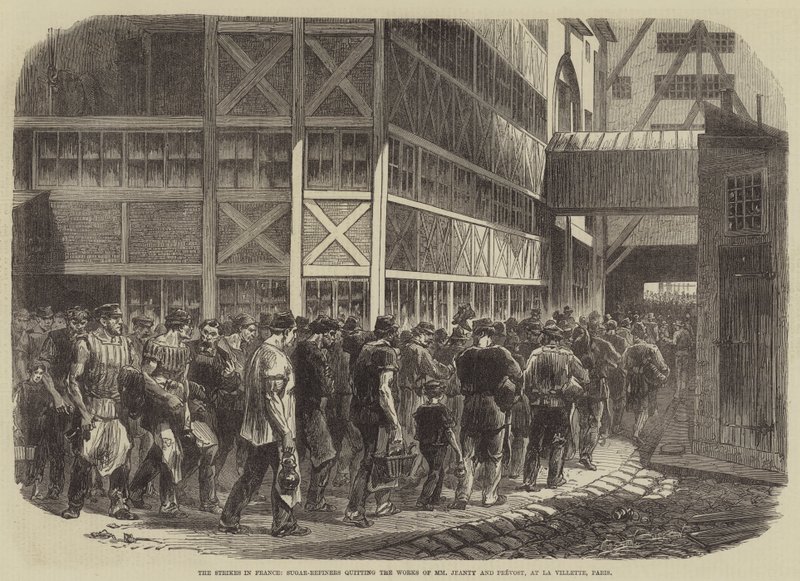 The Strikes in France, Sugar-Refiners quitting the Works of MM Jeanty and Prevost, at La Villette, Paris by Burn Smeeton
