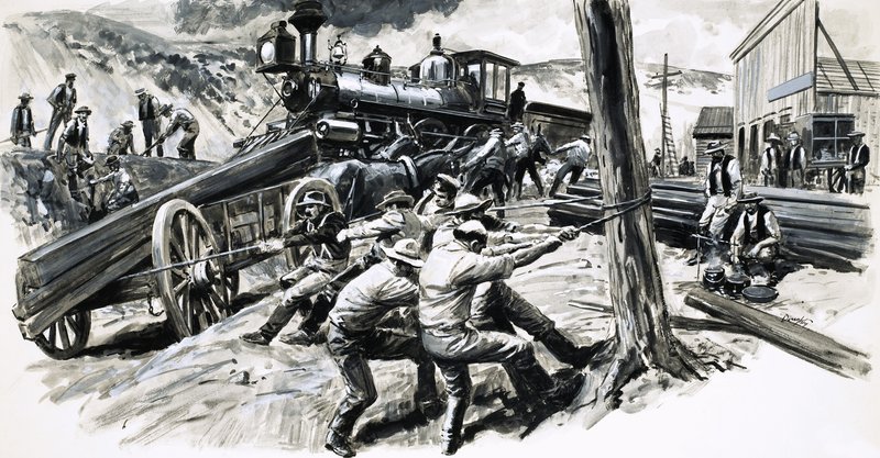 A railway driven through Washington state in 1873 by C.L. Doughty