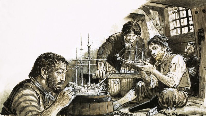 French prisoners-of-war of the Napoleonic Wars making model ships by C.L. Doughty