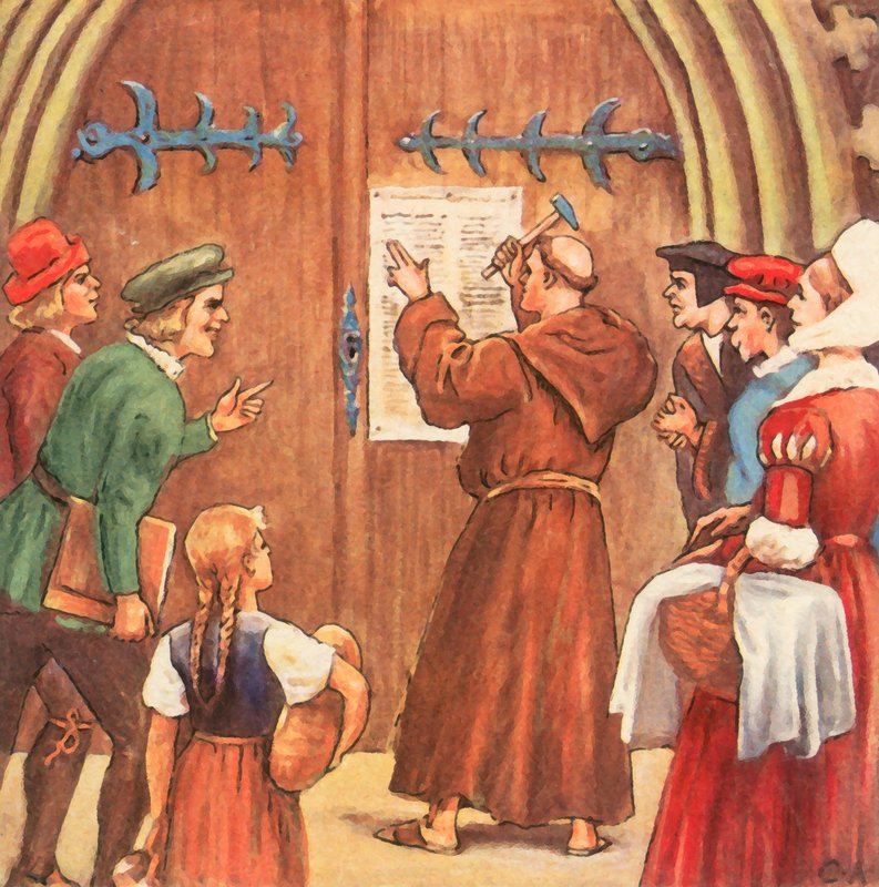 Luther Nails the 95 Theses to the Portal of the Wittenberg Castle Church by Carl Arriens