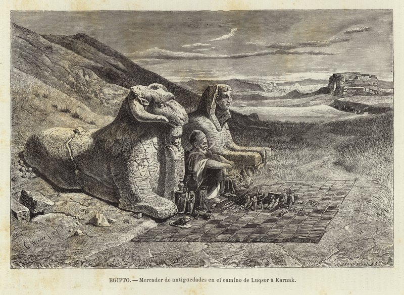 Antique merchant on the road from Luxor to Karnak by Carl Friedrich Heinrich Werner