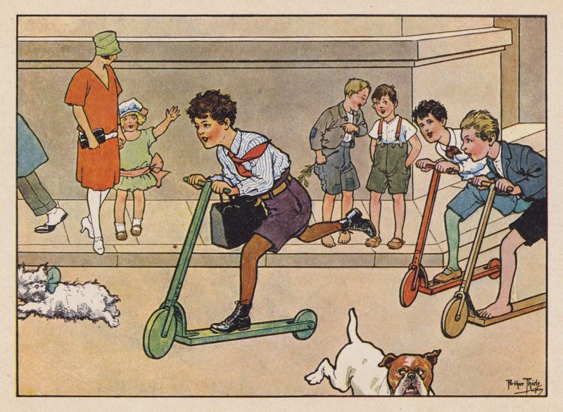 Boys Racing Scooters by Carl Robert Arthur Thiele