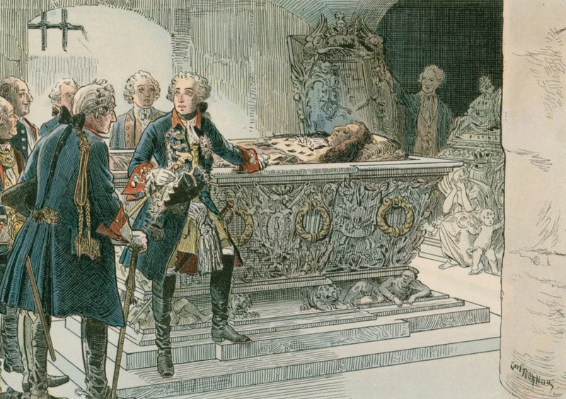 Frederick the Great at the coffin of the Great Elector by Carl Rohling