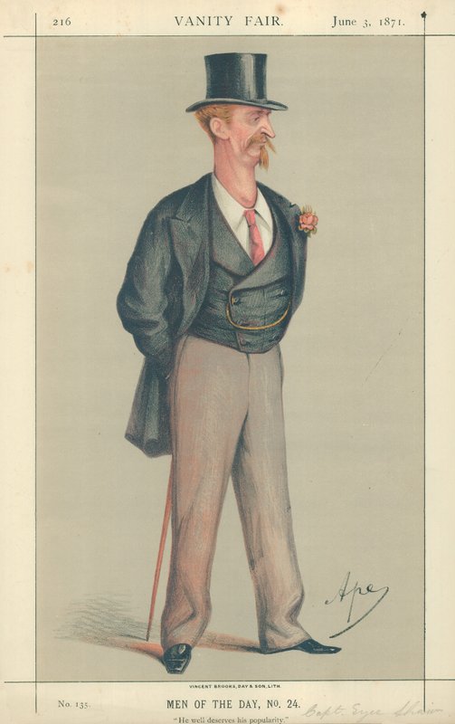 Captain Eyre Shaw, He Well Deserves His Popularity, 3 June 1871, Vanity Fair Cartoon by Carlo Pellegrini