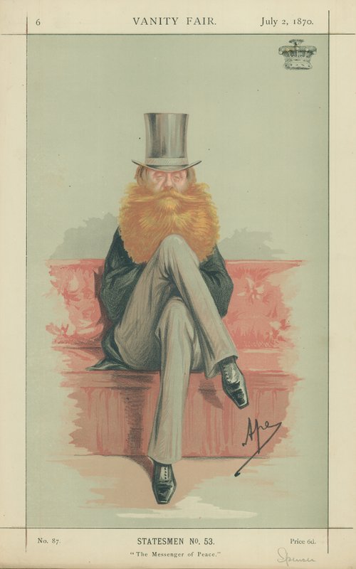 Earl Spencer, The Messenger of Peace, 2 July 1870, Vanity Fair cartoon by Carlo Pellegrini