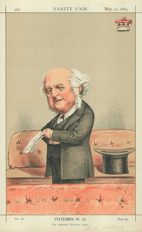 Lord Westbury, An eminent Christian man, 15 May 1869, Vanity Fair cartoon by Carlo Pellegrini