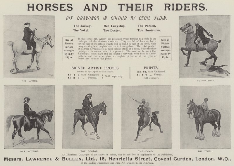 Advertisement, Horses and Their Riders by Cecil Charles Windsor Aldin