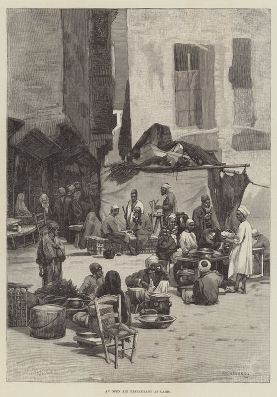 An Open Air Restaurant at Cairo by Charles Auguste Loye