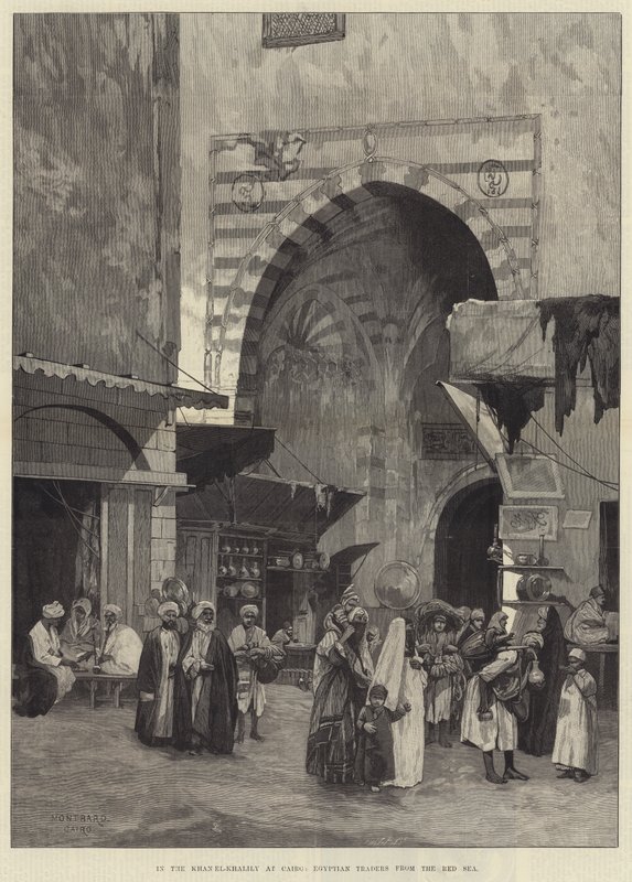 In the Khan el-Khalily at Cairo, Egyptian Traders from the Red Sea by Charles Auguste Loye